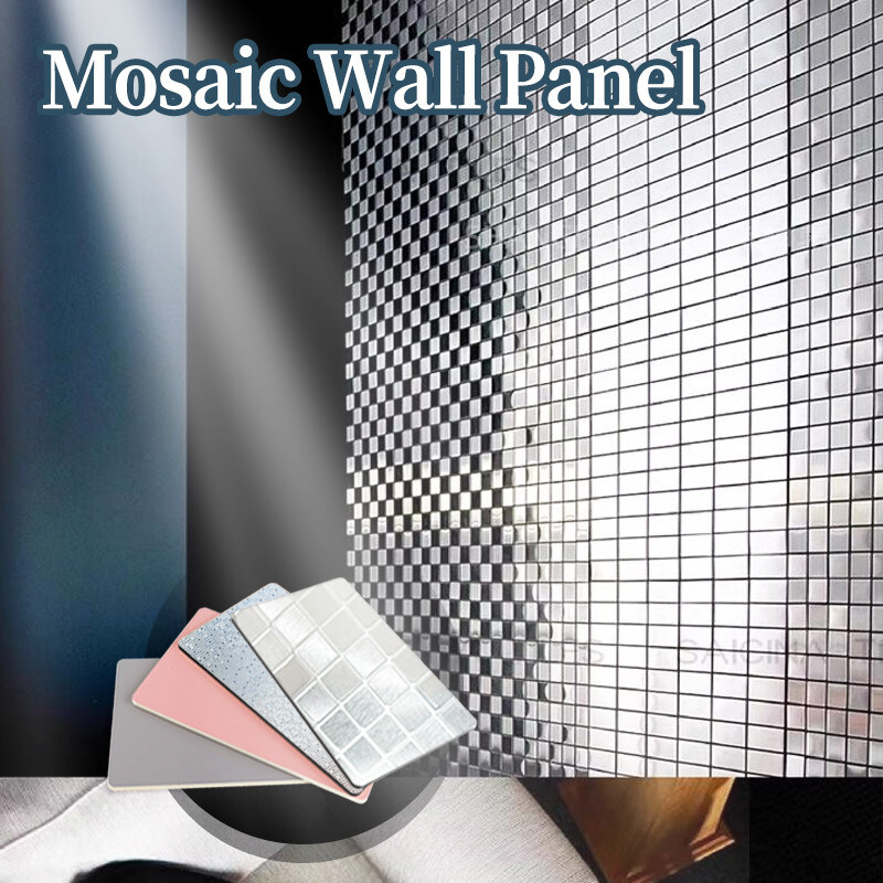 Nuevos productos paneles de pared metálicos decorativos de interiores mosaico bambú carbón de madera paneles de chapa