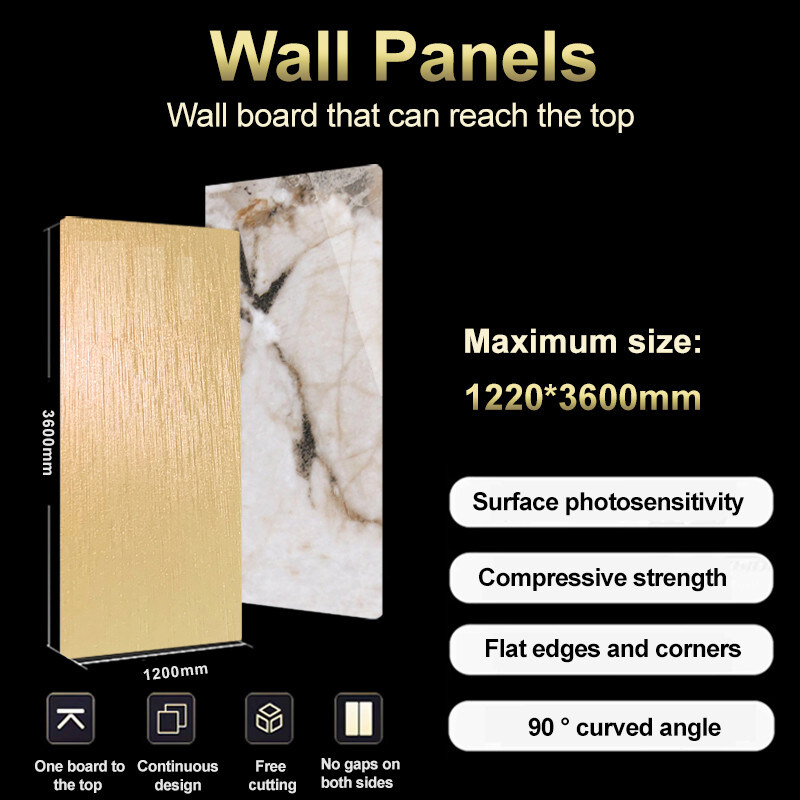 Alta densidad de estilo minimalista de fibra de madera de bambú, revestimiento de pared de mármol PET