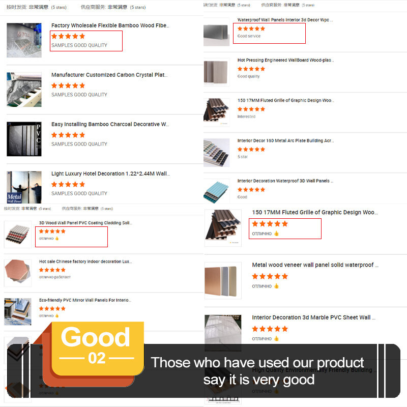 Alta densidad de estilo minimalista de fibra de madera de bambú, revestimiento de pared de mármol PET