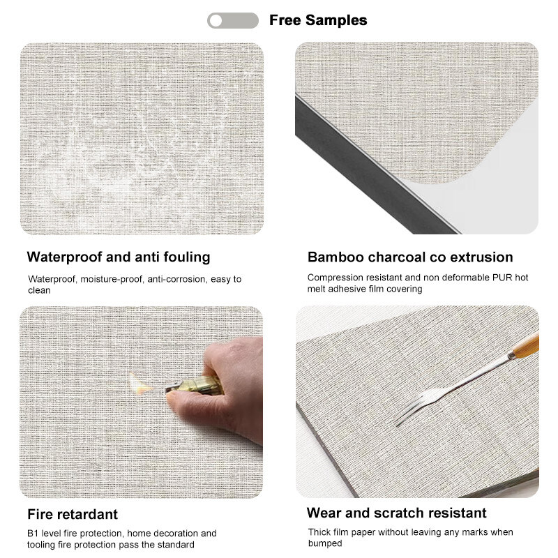 5 / 8mm Tejido de tejido paneles decorativos de bambú Carbón de madera tablero de chapa