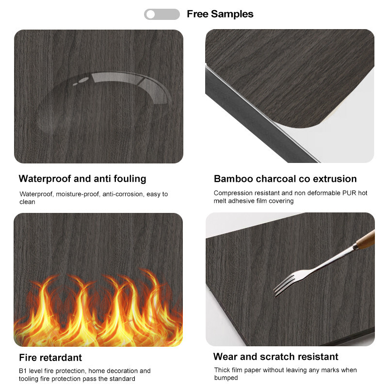 Panel de pared decorativo de bambú de carbón flexible de 5 mm de grano de madera