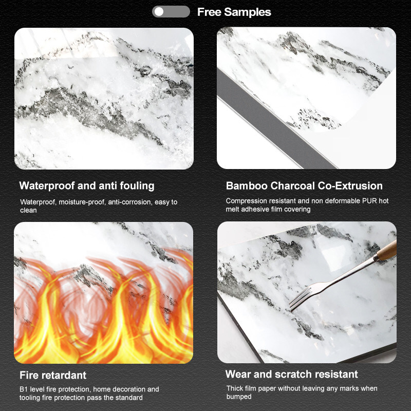 Salón impermeable y resistente al fuego PVC de bambú paneles de pared de carbón con material ecológico