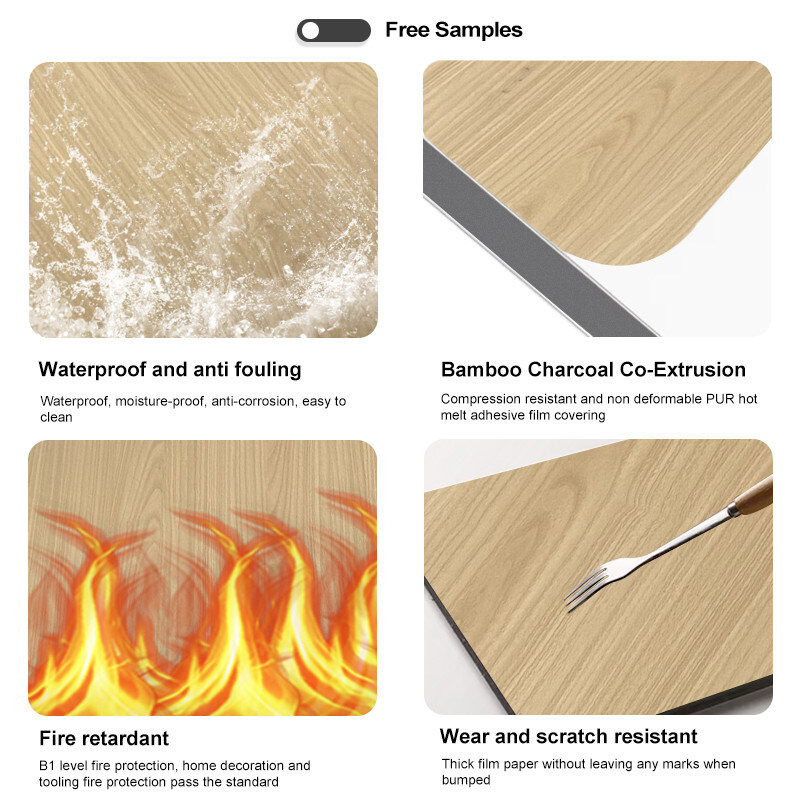 Proof de humedad de bambú de carbón tablero de pared de hoja de madera para la decoración de lujo de luz moderna