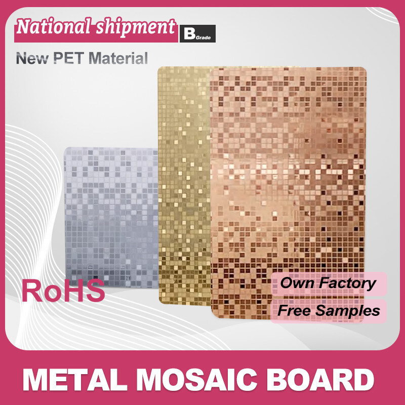 Decoraciones de pared para el hogar Panel de pared de mosaico de metal PET a prueba de humedad