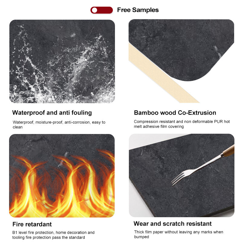 Nivel B de calificación de fuego tablero de pared de bambú carbón para decoración de lujo de luz moderna