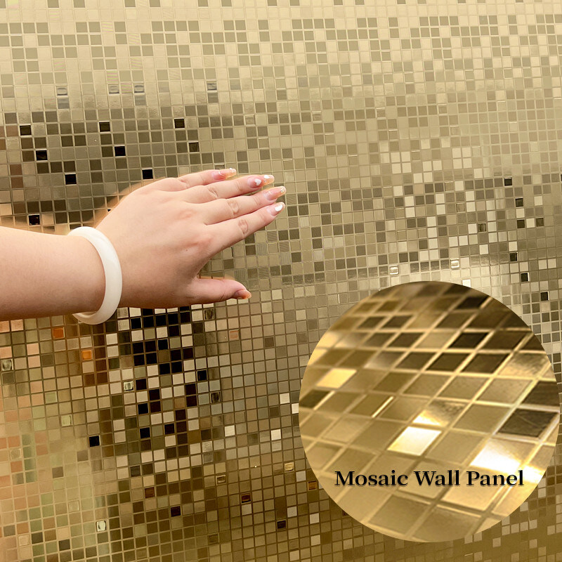 Nuevo producto de alta calidad, mosaico de metal dorado, carbón de bambú, paneles de chapa de madera de coextrusión