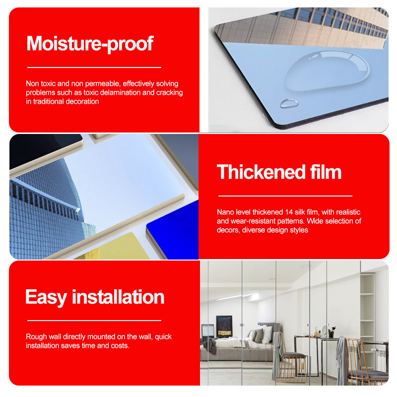 Decoración de interiores 5mm espejo paneles de pared de madera panel de pared de PVC