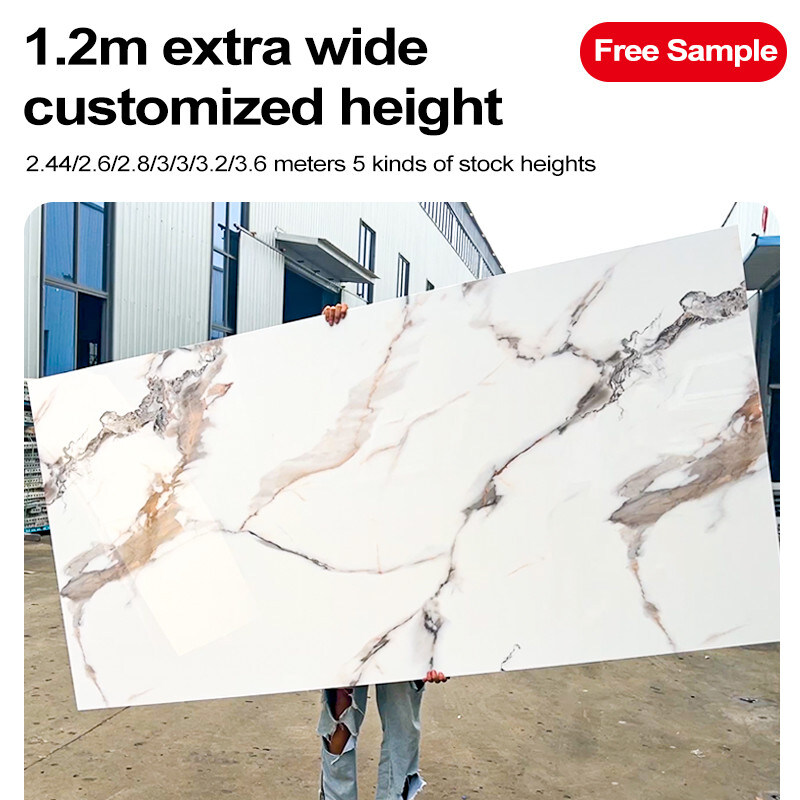 Panel de pared decorativo de textura de mármol de PET Panel de pared de PVC de chapa de madera de carbón de bambú