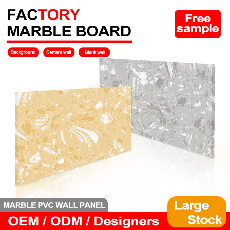 Panel de mármol de pared de 5 mm de alto brillo moderno y atractivo para hojas de mármol de PVC en el interior