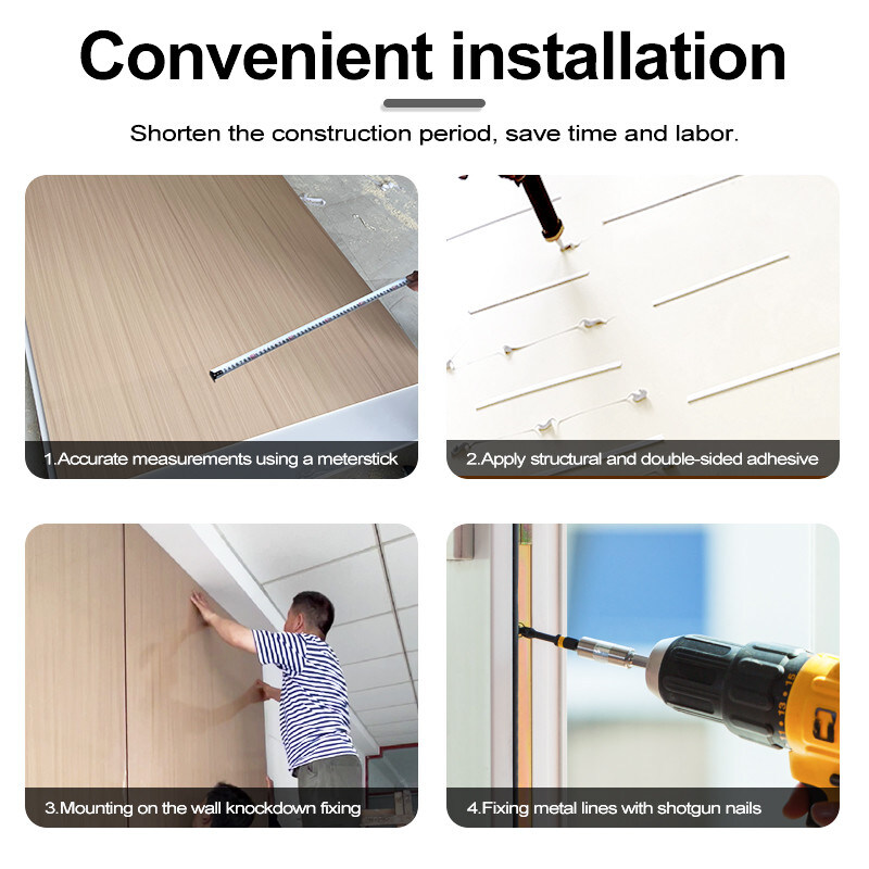 5mm / 8mm Decoración de interiores PVC Hoja de mármol de bambú Tabla de pared de carbón