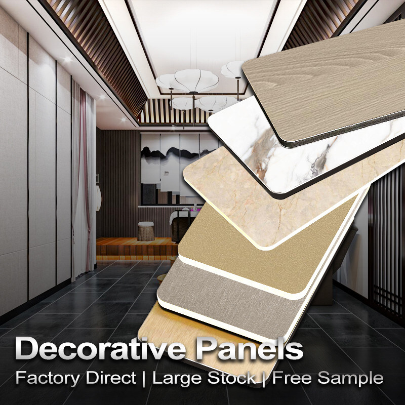 Modernos paneles de pared de metal de fibra de carbono de bambú de 5 mm para decoración de interiores