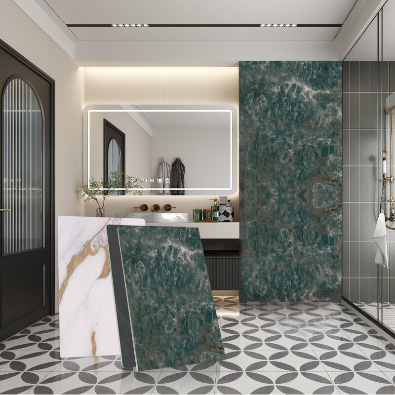 Hoja de mármol personalizada Bambú Carbón de leña Veneer para decoración de interiores Junta de PVC impermeable