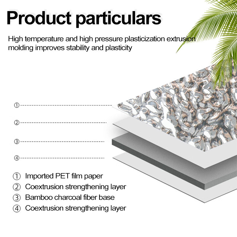 Paneles de pared decorativos impermeables Patrón de olas de agua Bambú Carbón de madera Paneles de carilla