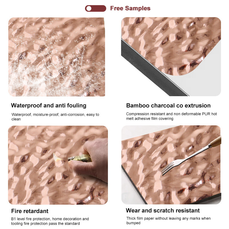 Paneles de pared decorativos impermeables Patrón de olas de agua Bambú Carbón de madera Paneles de carilla