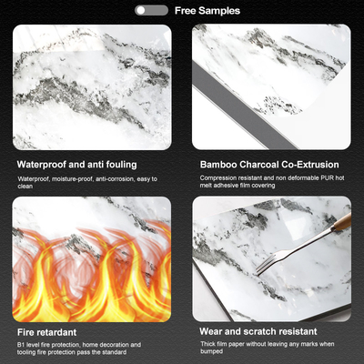 Salón impermeable y resistente al fuego PVC de bambú paneles de pared de carbón con material ecológico