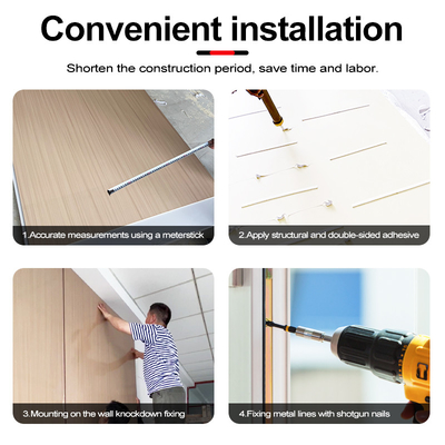 Amistad con el medio ambiente Bambú Carbón de madera Veneer Interior Panel de pared de mármol PET