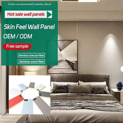 El panel de pared de madera de bambú de la fibra de la decoración interior de 8 milímetros ignifuga la chapa de madera de sensación de la piel