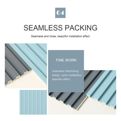 la parrilla plástica de madera WPC de 8.5m m estrió el panel de pared ninguna prenda impermeable de la pintura