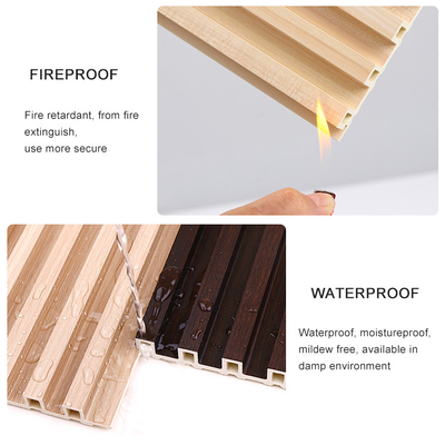 Parrilla estriada plástica de madera anti del panel de pared de la corrosión 3D