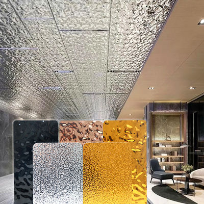 la madera de madera de bambú de la fibra de 8m m artesona los paneles Pintura-libres interiores de la ondulación del agua 3D de la decoración de la pared