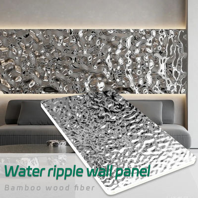 la madera de madera de bambú de la fibra de 8m m artesona los paneles Pintura-libres interiores de la ondulación del agua 3D de la decoración de la pared