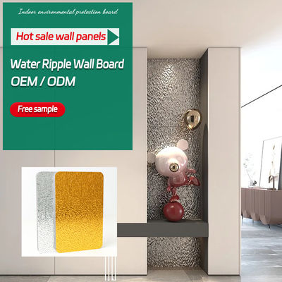 la madera de madera de bambú de la fibra de 8m m artesona los paneles Pintura-libres interiores de la ondulación del agua 3D de la decoración de la pared