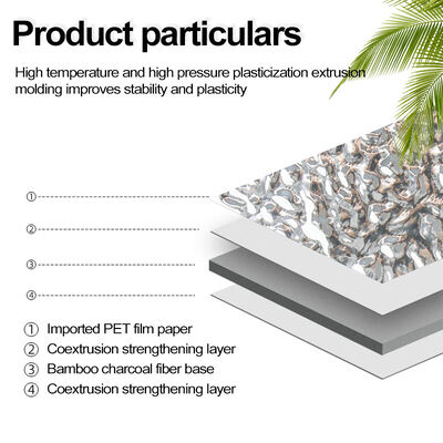 Paneles de pared decorativos impermeables Patrón de olas de agua Bambú Carbón de madera Paneles de carilla