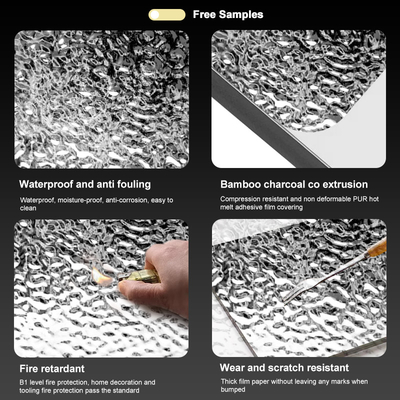 Moderno estilo de lujo ligero 3D tablero de carbón de agua ondulado bambú carbón de madera carenado