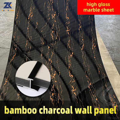 El panel de pared de bambú del carbón de leña del alto mármol del lustre del ANIMAL DOMÉSTICO de las ventas directas 1.22*2.44 M de la fábrica