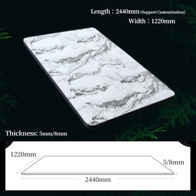 1220*2440mm Paneles de pared de mármol impermeable de mármol de bambú carbón de madera carilla