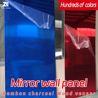 El panel de pared de bambú decorativo del espejo de la chapa de madera del carbón de leña del ANIMAL DOMÉSTICO de lujo de la luz del hotel