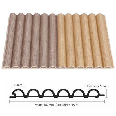 Calidad El panel de pared de madera curvado a prueba de humedad respetuoso del medio ambiente del panel 15m m de WPC Fábrica